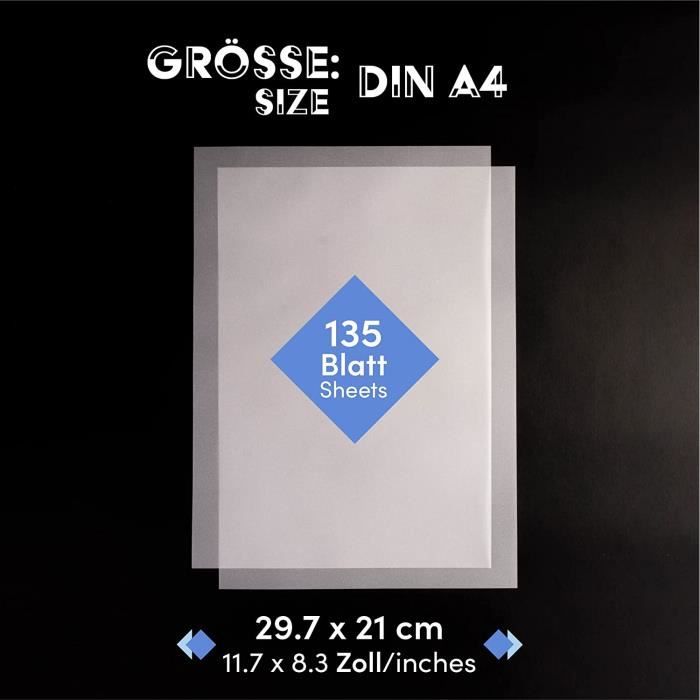 50 feuilles de papier calque A3 / papier à dessin transparent - 80 grammes