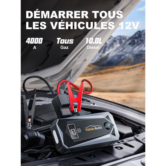 Booster Batterie, 800A 18000mAh Démarrage De Voiture, 12V Chargeurs De Batterie, 7.0L Essence ; 5.5L Diesel, 2 Charge Rapide, LED Lampe