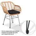 Lot de 2 chaises en osier bambou/polyrotin - CASARIA - Bali - Intérieur/Extérieur - Coussins d'assise lavables-2