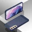 Coque pour Samsung Galaxy S23 5G - housse etui de protection silicone gel carbone + verre trempe - BLEU FONCE-2