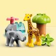 LEGO® 10971 DUPLO Animaux Sauvages d’Afrique, Jouet sur le Safari dès 2 Ans avec Figurines d'Éléphant et  Girafe avec Tapis de Jeu-2