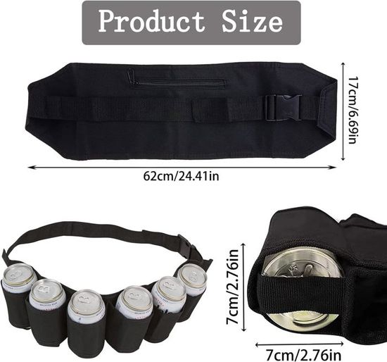Ceinture à bière - EBTOOLS - 6 poches - Tissu Oxford 600D - Réglable - Noir - La cave