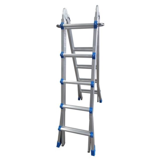 WORHAN/® Echelle 530cm Aluminium Telescopique 5.3m A Forme Pliable Polyvalente Escabeau Robuste L5