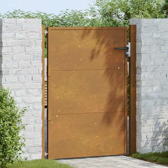 Portail De Jardin VidaXL En Acier Corten – Avec Serrure, Dimensions Variables, Style Rustique Moderne