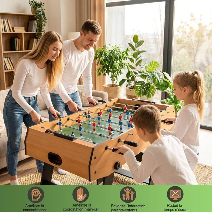 Table de football pour adultes, table de football en bois pour la famille