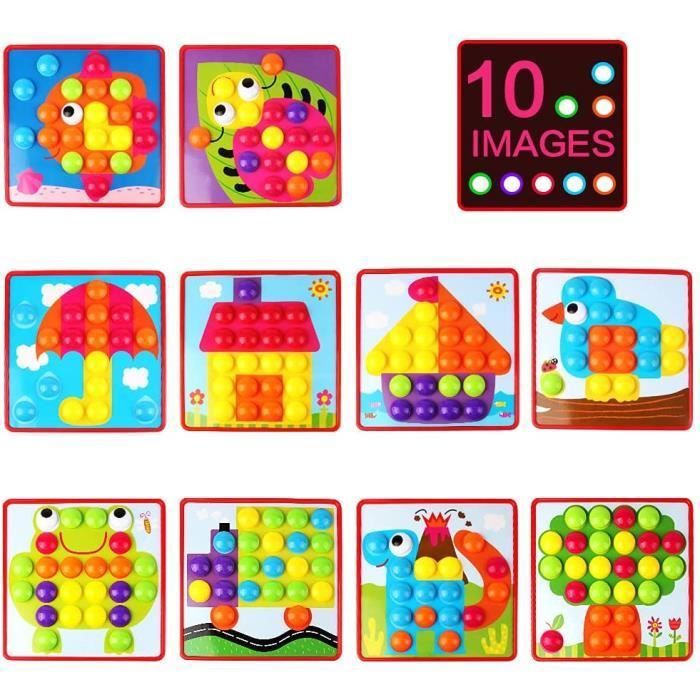 Eagool Mosaique Enfant, Jeux Educatif Enfant Jeux Montessori Colorés  Mosaique Loisir Creatif Enfant d'apprentissage Précoce pour Les Garçon  Filles 2 3