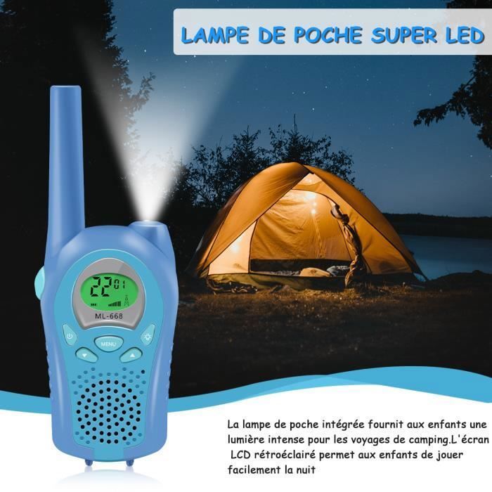 Talkies-Walkies Fun Pour Enfants 4-9 Ans - Portée 3km, 22 Canaux, Écran LED, Cadeau Idéal (Rose/Violet)