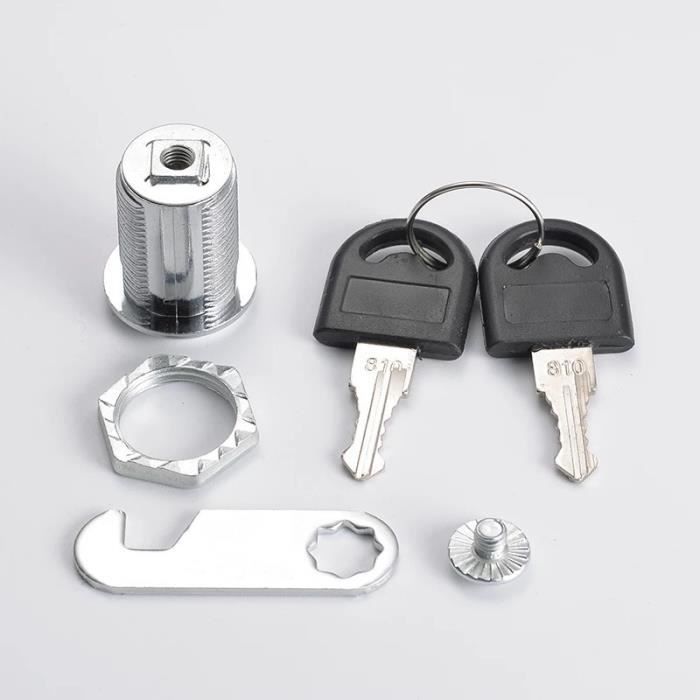 Lot De 2 Serrures à Came Tubulaire 5/8" Chromées étanches Pour Boîte à Outils Avec 4 Clés