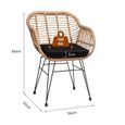 Lot de 2 chaises en osier bambou/polyrotin - CASARIA - Bali - Intérieur/Extérieur - Coussins d'assise lavables-3