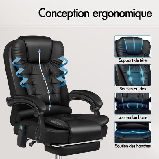 Alfordson Fauteuil de bureau massant - Gris - Siège & fauteuil de bureau - Rue du Commerce - inactif