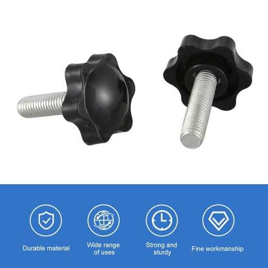 ASFINS Boutons Star M10, 8 Pièces Ecrou étoile M8 Bouton De Serrage Tête étoile Traversante Pour Machine-outil, Noire, 40 Mm X M10