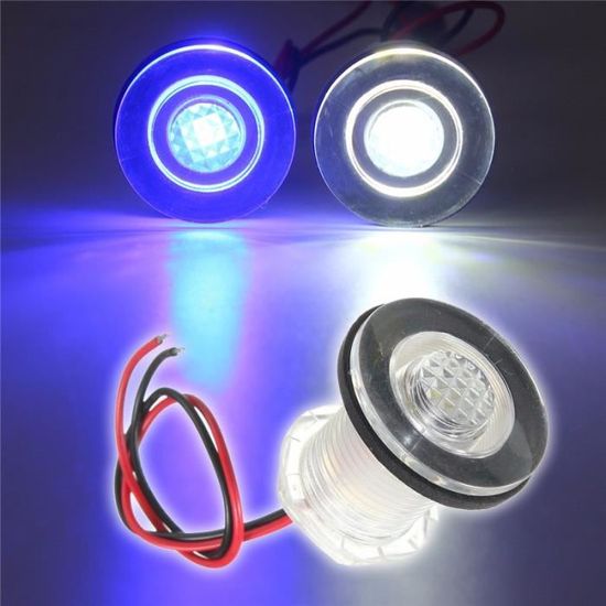 Fanuse 4 Pi/èCes S/éRies 12V Le Bateau Marine la Lampe de Signalisation Qualit/é Claire Large /éTanche LED Lumi/èRes de Courtoisie Le Pont DEscalier Bleu