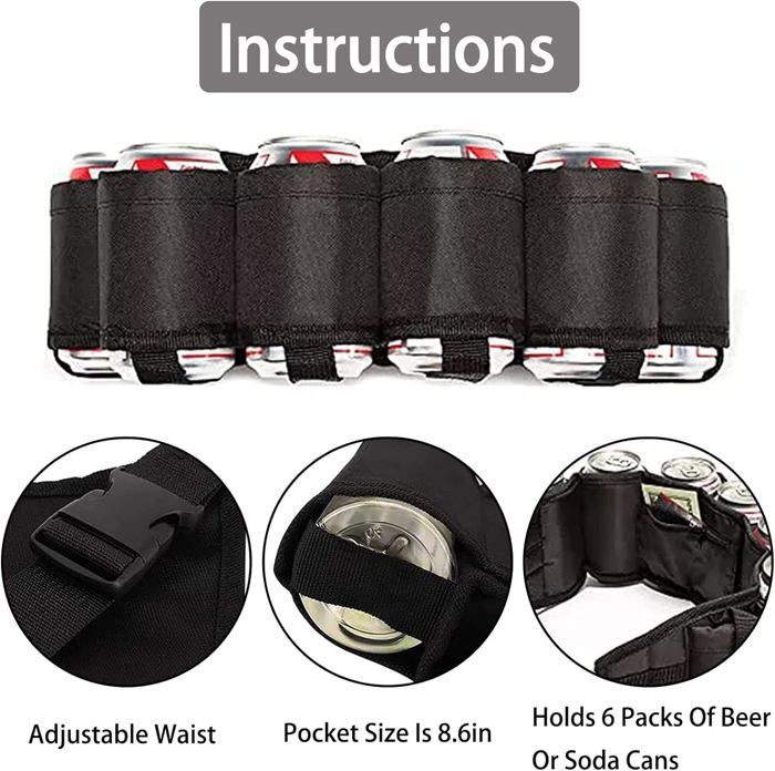 Mega Tribreak Cisixin Ceinture à Bière Soda, Ceinture Porte-Canettes Contenir 6 Ceinture Porte Bouteilles 27 Emplacements Décapsuleur Fête