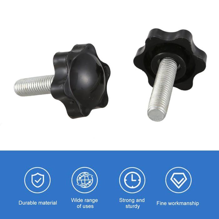 Bouton De Serrage étoile M10 X 25 Mm - Tête Plastique 39 Mm - Pour Machines-outils (tour, Perceuse, Scie) - 1 Pièce Noir