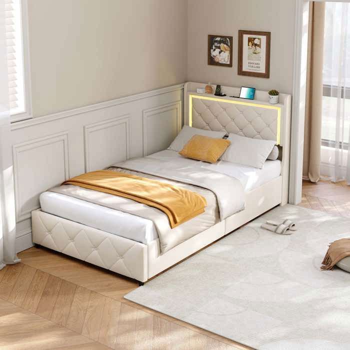 Lit 1 Personne IKEA Blanc + Sommier - 90x200 Cm - Occasion (tiroirs Et Tête De Lit Non Inclus)