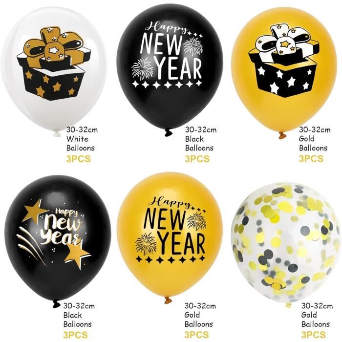 Bonne Année 2024. Ballons Du Nouvel An. Confettis Brillants