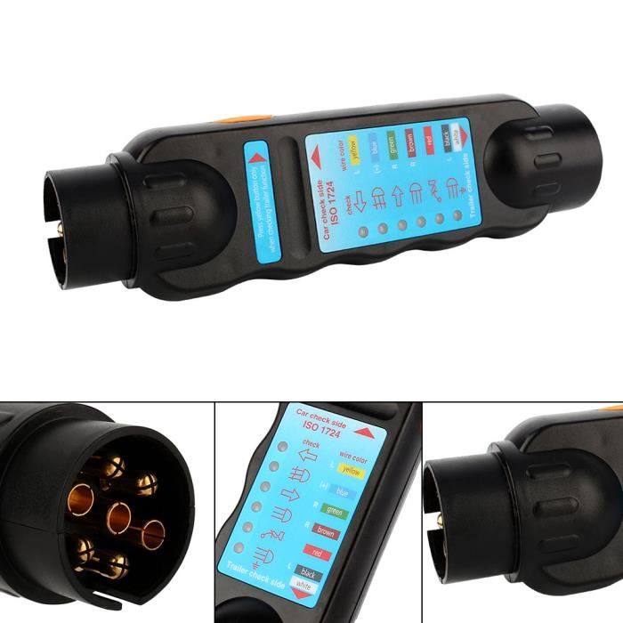 Testeur De Prise Remorque 12V – Outil Diagnostic Câblage 7 Broches, Neuf, Pile 9V Non Incluse