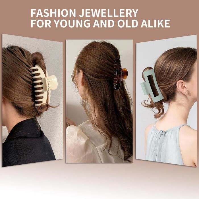 FRAMAR Grosse Pince Cheveux Femme - Pince A Cheveux Femme, Pinces à Cheveux Pour Femmes, Pince à Cheveux Femme, Pince Crabe Cheveux Femme, Hair Clip, Pinces Cheveux, Grande Pince Cheveux – Neutre