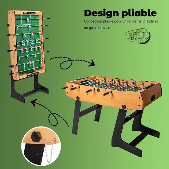 Table de babyfoot pliable - HLC - Baby Foot 1,2m - Intérieur - Enfant - Mixte - Jeux