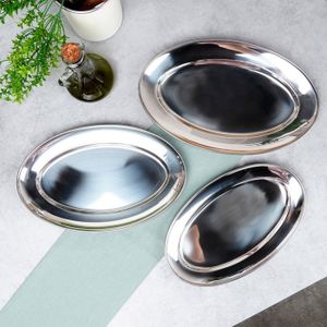 Joli Plateau De Service Ovale En Métal Argenté, 25 Cm, Super Pour Le Restaurant Ou La Maison