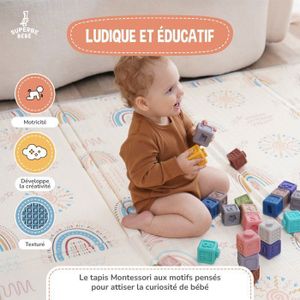 Tapis De Jeu Réversible Pour Bébé – 150 X 180 X 0,5 Cm – Motifs Fruits Et Voitures – Antidérapant – Développement Sensoriel