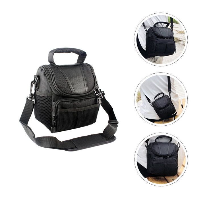 Sac Bandoulière Appareil Photo FUNSEED – Tissu Oxford Résistant – Pour Reflex, Hybride, Objectifs – Noir, Taille L