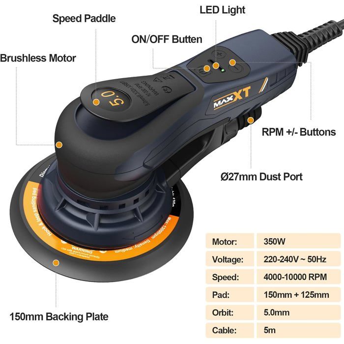 MAXXT Ponceuse excentrique sans balai Électrique ponceuse excentrique