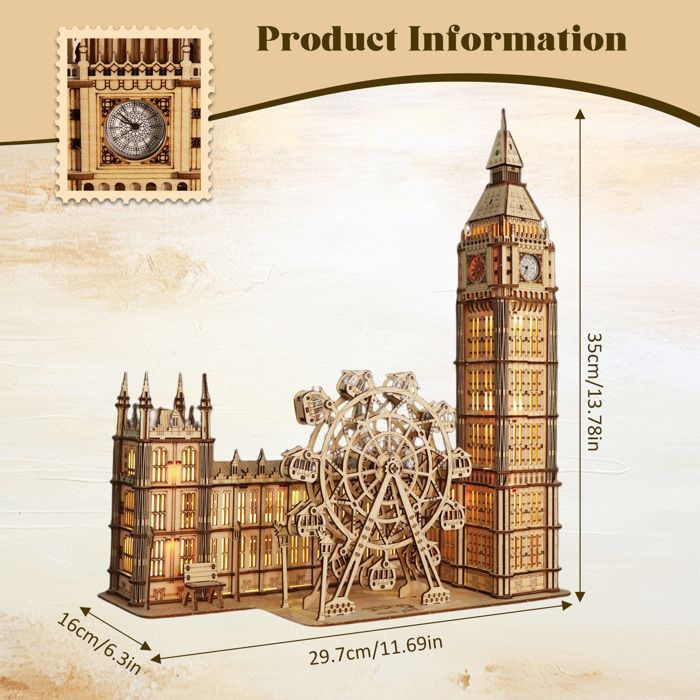 ROWOOD Casse-tête 3D en bois London Tour Bus, kit de modèle rétro pour adultes à construire, faire votre propre kit de construction en bois, cadeau créatif pour anniversaire et Noël