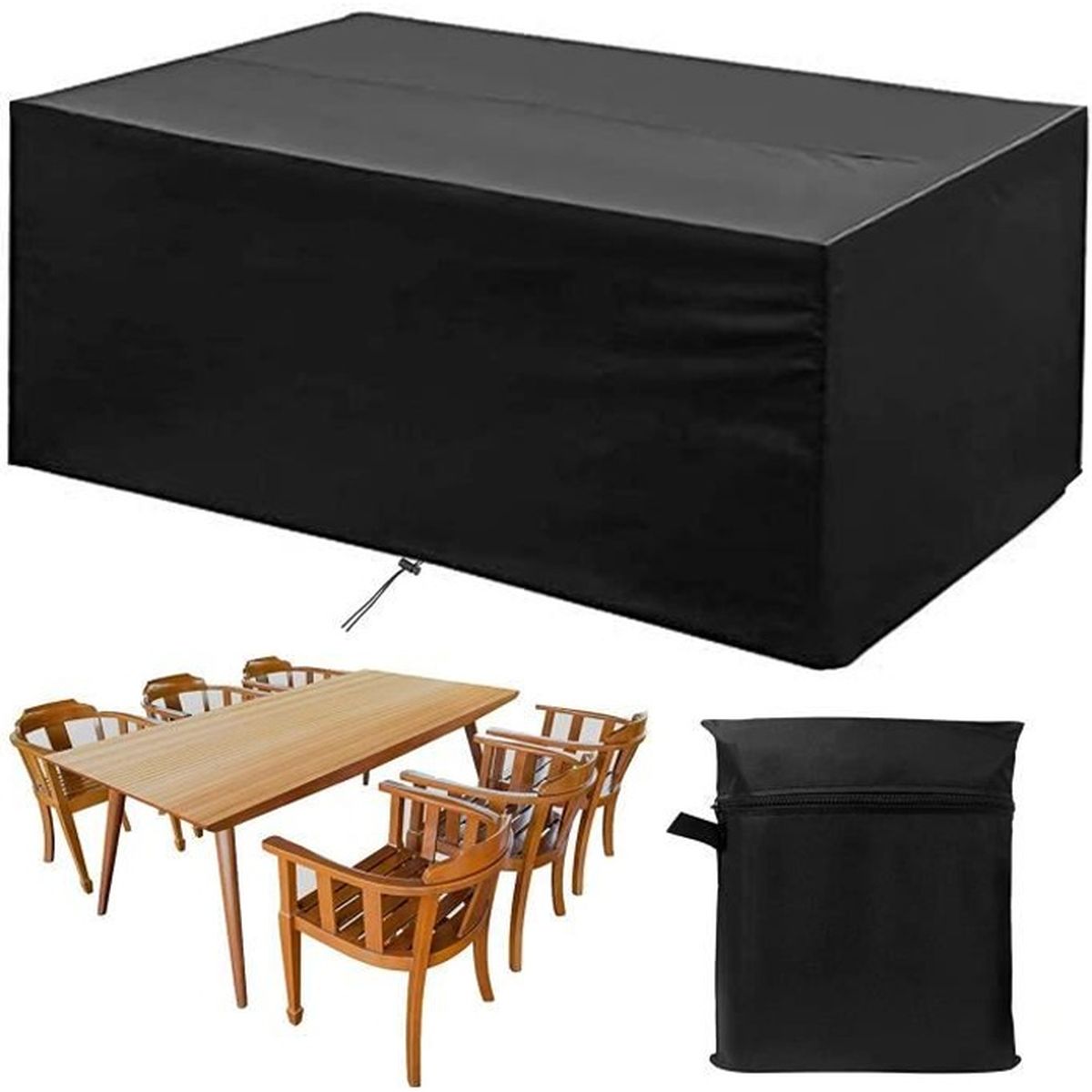 Housse De Protection Imperméable Pour Salon De Jardin - 200x180x120 Cm, Tissu Oxford 600D, Avec Corde Et Boucles - 12