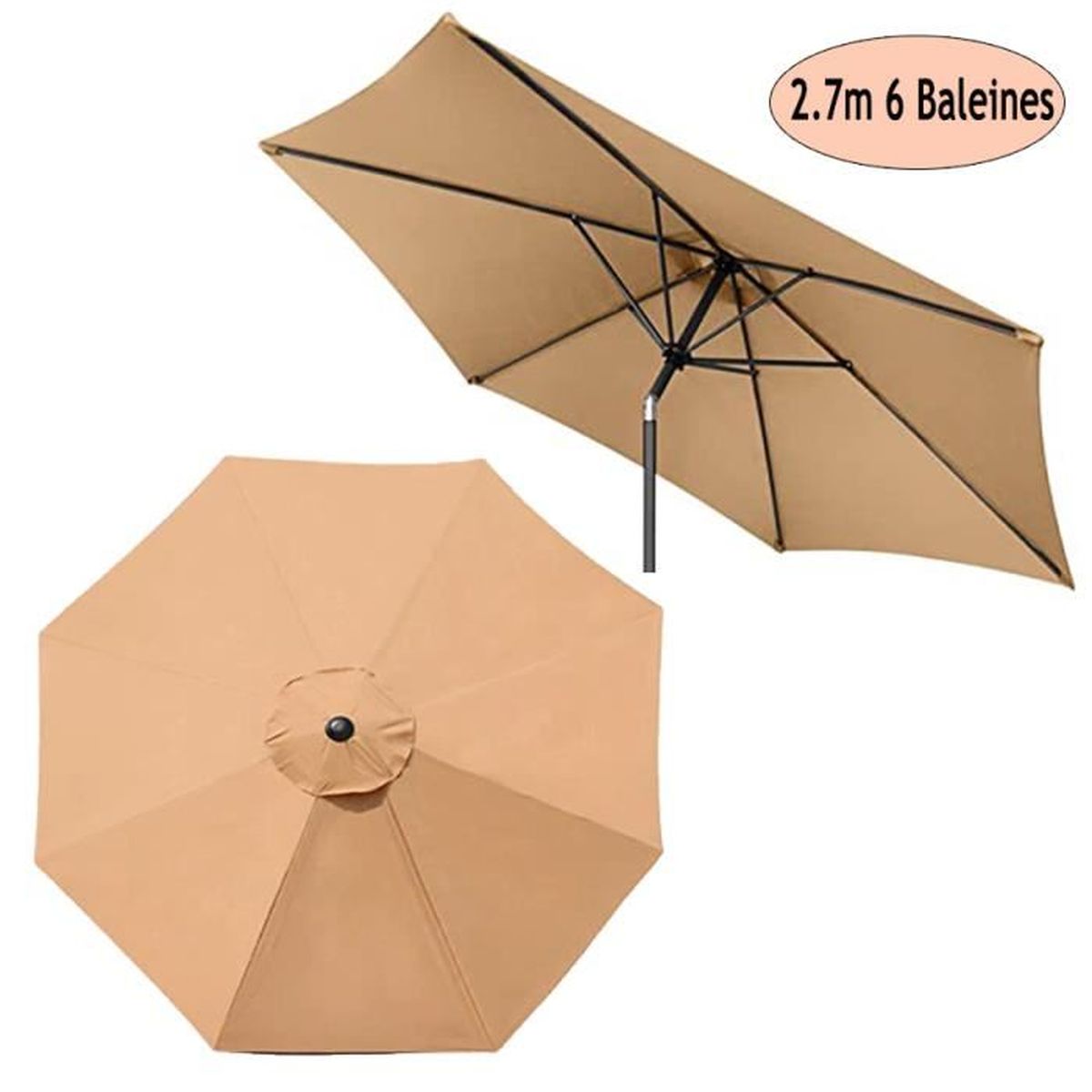 Parasol De Rechange Pour Parasol Extérieur, 2,7 M De Long, Auvent De