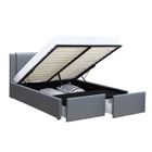 DFM FLOKI LIT COFFRE PU GRIS 140X190 CM 2 TIROIRS