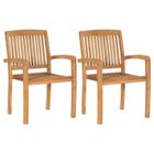 vidaXL Chaises empilables à dîner de jardin 2 pcs Bois de teck solide