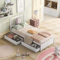 lits simples 90 x 200 cm avec tiroirs, lits pour enfant avec sommier à lattes, lits en bois massif, lit garçon lit de filles