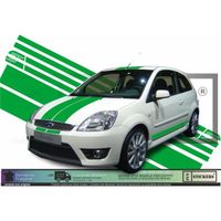 Ford Fiesta ST complet Bandes latérales capot toit hayon - VERT - Kit Complet  - Tuning Sticker Autocollant Graphic Decals