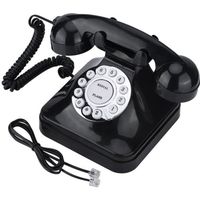Téléphone fixe vintage - WX-3011 - Noir - Téléphone filaire - Multifonction en Plastique