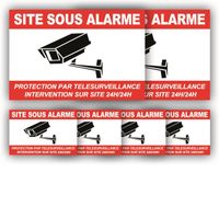 Stickers Autocollant Videosurveillance Alarme maison x6 : 150x100mm (x2) + 75x50mm (x4) - Anti UV - garantie 5 ans - CRB