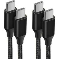 Lot de 2 Câble USB-C vers USB-C Rapide 3A pour Samsung Galaxy A23 A24 A22 A02s A03s A04s A12 A13 -Nylon Renforcé 1M Noir