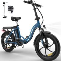 HITWAY Vélo Électrique pliable 20" - Batterie 36V/11,2Ah - Moteur 250W - 7 Vitesses - Bleu