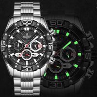Montres homme NAVIFORCE Montre chronographe de luxe en acier inoxydable Montre-bracelet de sport à quartz