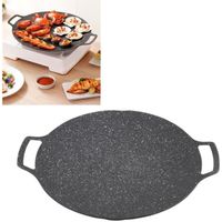 Plaque de cuisson coréenne barbecue grill antiadhésif rond maison poêle extérieure poêle à frire - Qqmora  - noir - 33cm
