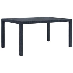 TABLE DE JARDIN  Table de jardin Anthracite 150x90x72 cm Plastique Aspect rotin - TABLE DE JARDIN VENDUE SEULE