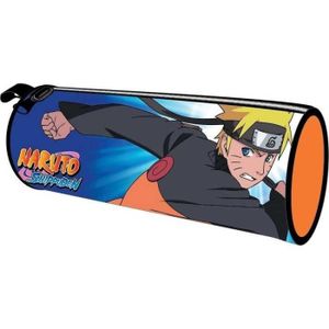 TROUSSE À STYLO Trousse scolaire ronde Naruto Shippuden 23 cm Orange et bleu