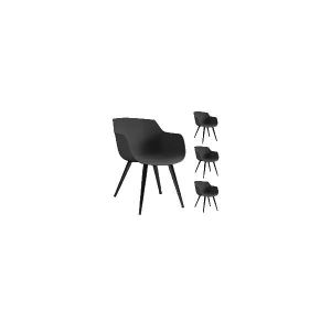 CHAISE YANICE-Chaise Coque noire, pieds métal noir (x4)