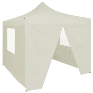 TONNELLE - BARNUM Tente de réception pliable FIHERO 2x2 m Acier Crème - Résistance UV et eau - 4 parois latérales