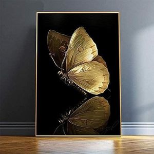 ▷ Tableau d'un papillon doré avec de beaux reliefs