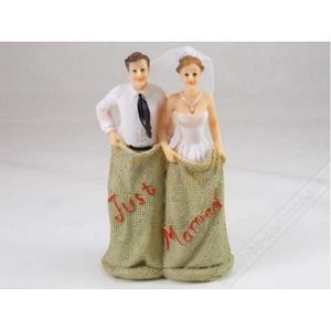 Figurine décor gâteau Couple mariés course de sacs en résine - figurine 