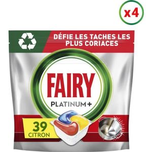 Fairy Platinum+ Pastilles Lave-Vaisselle Tout-en-1 Citron Défie les taches  les plus coriaces, 100 Doses (5 x 20)[7] - Cdiscount Electroménager