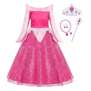 DÉGUISEMENT - PANOPLIE Robe de princesse Belle Au Bois Dormant JUREBECIA - Costume Halloween Noël Carnaval Cosplay - Rose