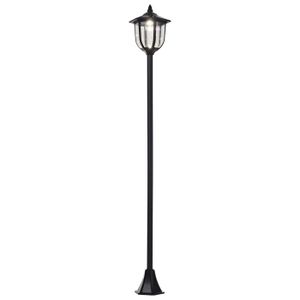 LAMPE DE JARDIN  Lampadaire solaire LED classique OUTSUNNY - Noir - 26L x 26l x 177H cm - 6 ampoules - Métal