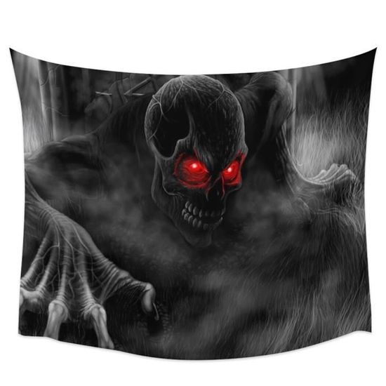 Tapisserie D'Halloween Toile De Fond Crâne Fantôme Citrouille - 230x180 Cm (XL) - Polyester, Pour Décoration Murale Fête Et Photo - 3